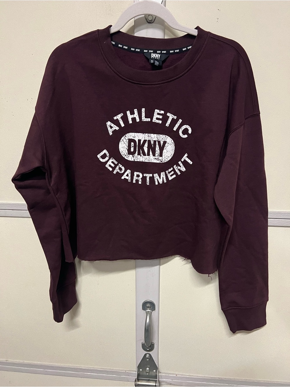 DKNY Maroon Athletic Department Cropped Sweatshirt